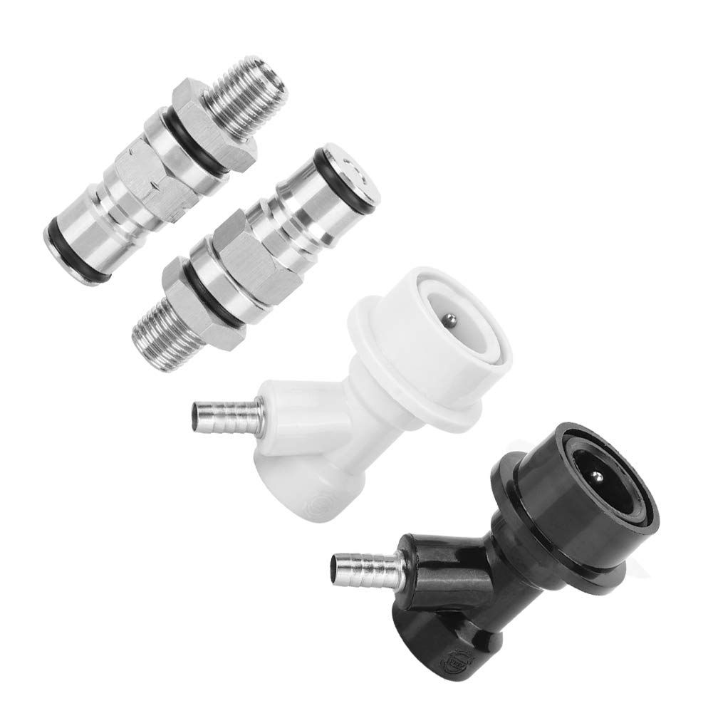 2 Stück Edelstahl Ball Lock Keg Anschluss Set mit 1/4 Zoll Gewinde, Professionelles Hobbybrau Zubehör für Bier und Getränkebrewing, Rostfreie Keg Verbinder und Flüssigkeitsanschlüsse
