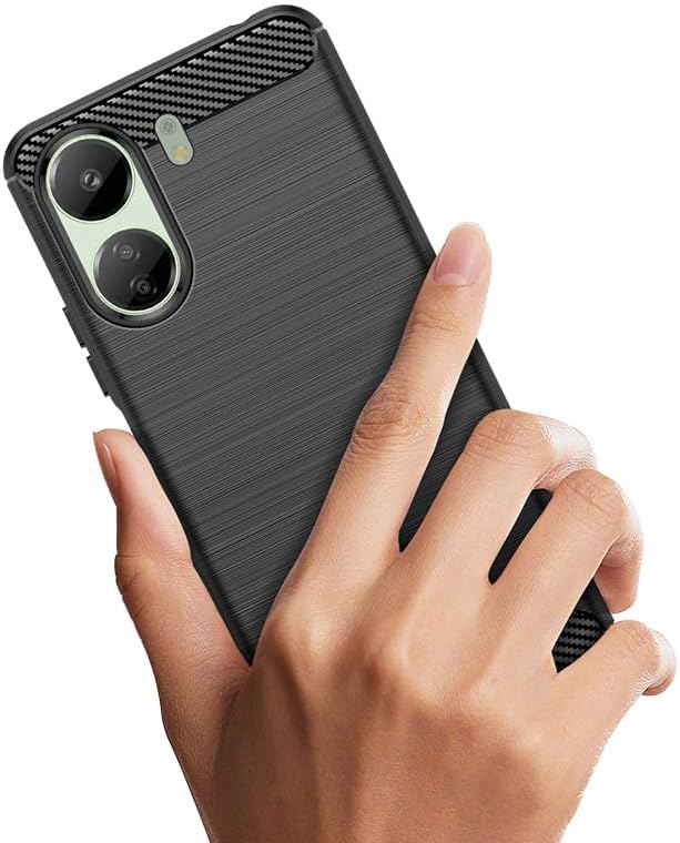 Miniatura 2 de WDMYLFTW Funda para Xiaomi Redmi 13C Actualizada Antideslizante Absorción de Golpes Flexible TPU Fibra de Carbono Parachoques de goma suave Funda