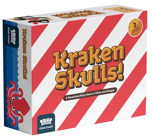 Chris Couch Games Kraken Skulls - A Swashbuckling Pirate Board Game of Dice and Danger! Family Game Night Fun for Adults and Teens, 30-45 Minutes, 2-6 Players, Ages 14+