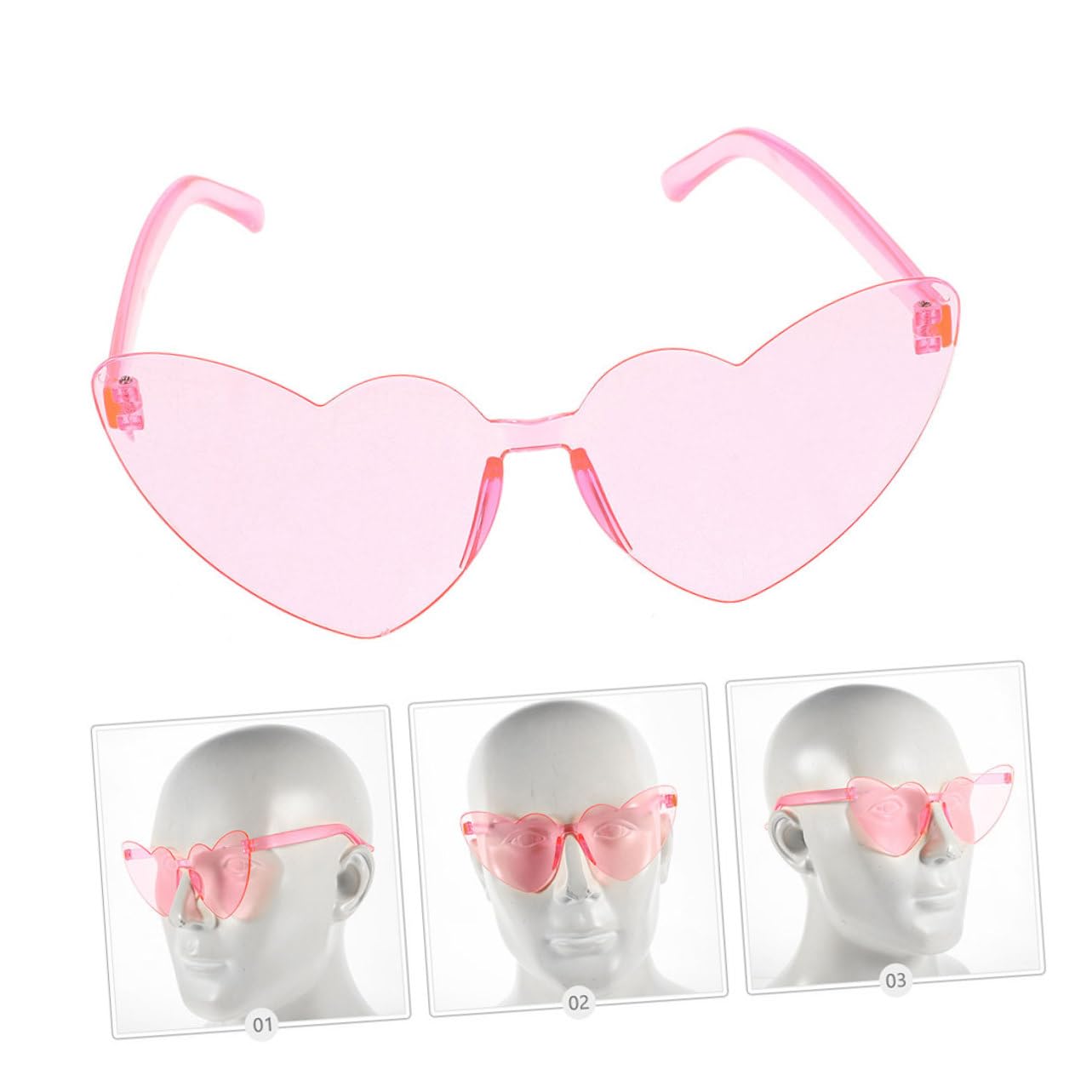 Homoyoyo Unique Heart Frameless Sunglasses 4pcs Rimless Glasses for Women Party Carnival Wear
