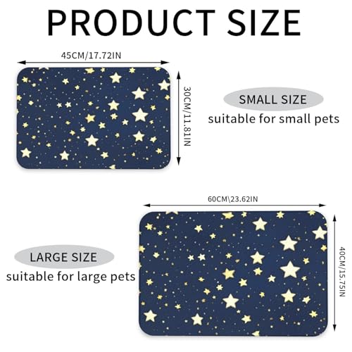 Tapis alimentation caoutchouc antidérapant chien chat imperméable imprimé étoiles bleu
