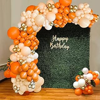 Orange Balloons Arch Garland Kit, Orange Birthday Decorations Orange Balloons Orange Beige Balloons Orange White Balloons Metallic Gold Balloons for Wedding Baby Shower Anniversary Party Decorations