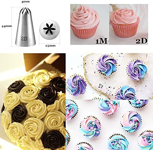 Tabiger Large Piping Tips, 6-Pack Cake Piping Nozzles Kit Stainless Steel Icing Piping Tips Large Nozzles Set Cake Decorating Tools for Baking DIY Cream Cake Cupcake