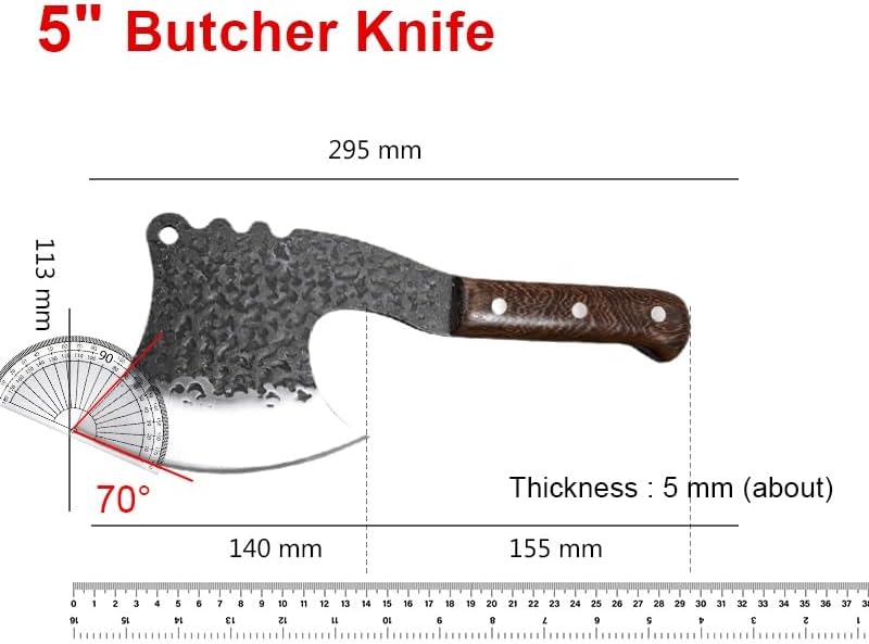 Meat Cleaver,Cleaver Knife 5 Inch Forging Hammer Cleaver Stranded Axe Knife Outdoor Cooking Knife Kitchen Meat Cleaver Household Slicing Knife Chopping Knife