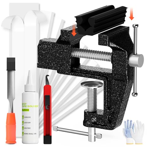 Hibijou Portable Golf Club Regripping Kit with Bench Vise Complete Set with Rubber Clamp Solvent Tape Strips & Tools for Grip Repair & Replacement Home DIY