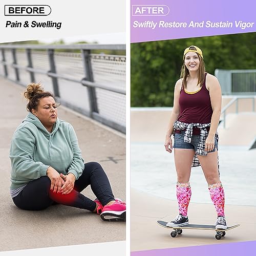 Image of LEVSOX Plus Size Compression Socks for Women Men Wide Calf Extra Large 15-20 mmHg Knee High Sock for Nurses Pregnant Travel