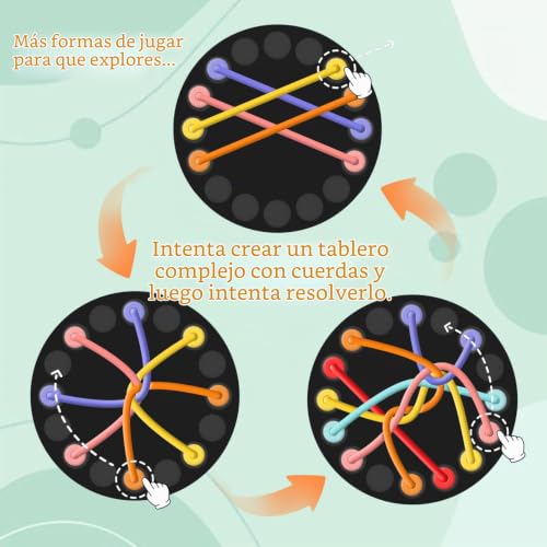 Miniatura 4 de Brainy Knots Rope Challenge Puzzle, Brainy Knots Rope Untangling Logic Game, Mesa Estrategia Juego De Mesa Con 10 Cuerdas De Colores, Juegos Familiares Para Niños Y Adultos, De 2 A 4 Jugadores