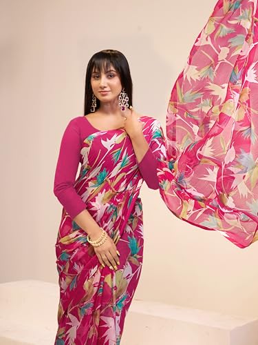 Image of Garden Vareli Floral Print Nara Chiffon Saree 73475