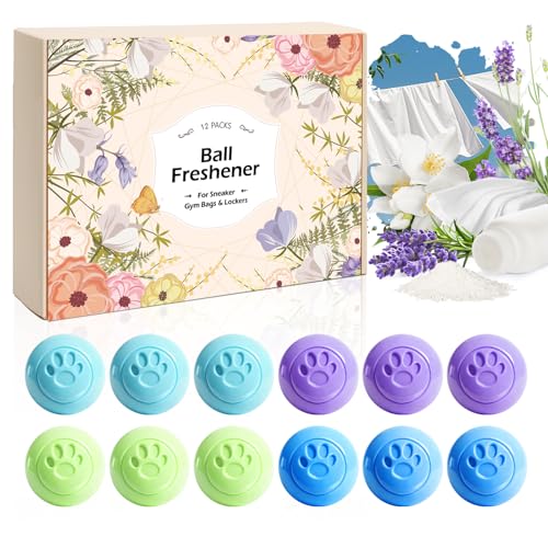 SCENTORINI Déodorant Chaussures Anti-Odeurs, Parfum de Lavande, Lin, Jasmin, Poudre pour Bébé, 12 Boules Désodorisantes Chaussures Pour Chaussures de...