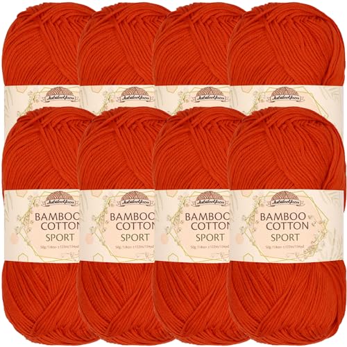 Image of JubileeYarn Bamboo Cotton Sport Yarn - 50g /Skein - Cherry Red - 8 Skeins