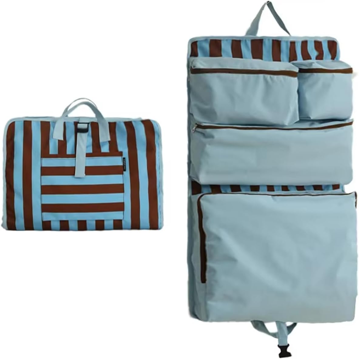 4-in-1 Foldable Travel Packing Luggage Organizers for Travel Accessories, Space Saver for Carry-On and Weekend Trips （Blue Coffee）