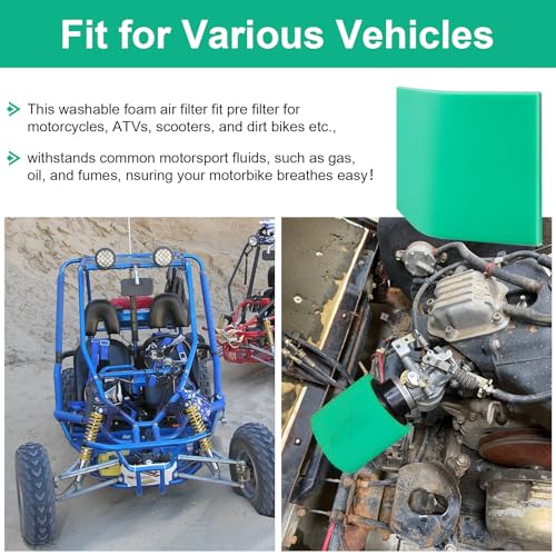 Image of Foam Air Filter Material Replacement for Uni Filter ATV Air Filters- BF-1 BF1 14 inch X 17 inch X 5 /8 inch 65-PPI Green Fine Foam Sheet, Air Filter Pads for Motorcycle ATV Scooters Dirt Bike