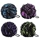 4 Pack Bad Dusche Sponge JollyJelly Mesh Bad Luffa Doppel Mesh Körper Scrubber Pinsel für Frauen Männer Peeling Haut Sauber Beruhigen Haut (Mix -4 Pack)