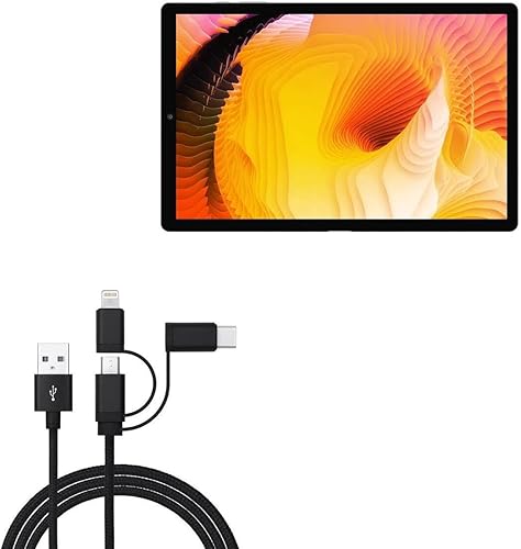BoxWave Cable Compatible with Chuwi HiPad X - AllCharge 3-in-1 Cable - Jet Black