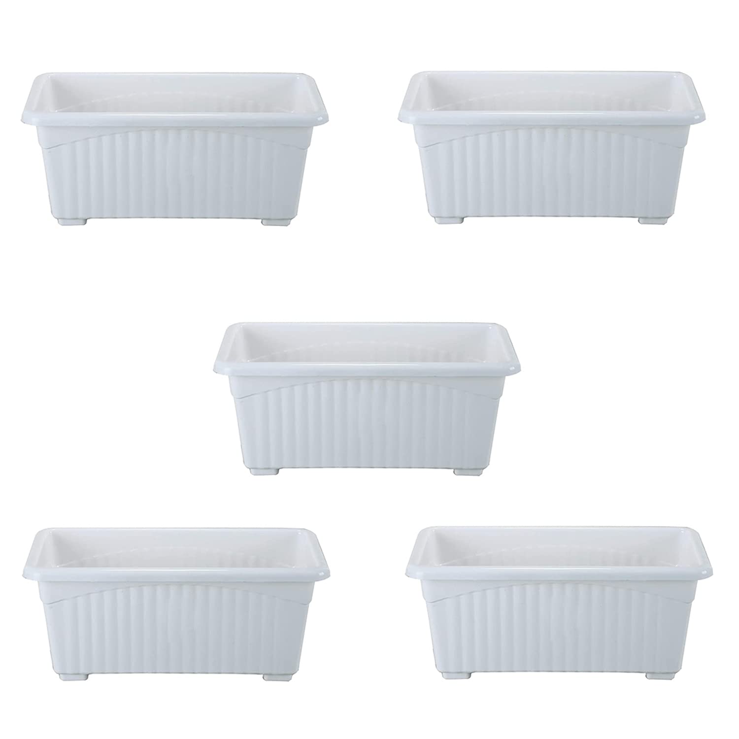 Go Hooked Rectangular Plastic Pots for Plants, Jupiter Flower Pots for Home, Window Display, Garden (Set of 5, White) (35 x 18.5 x 15 cm) (B0BSR17BZR) Amazon Price History, Amazon Price Tracker