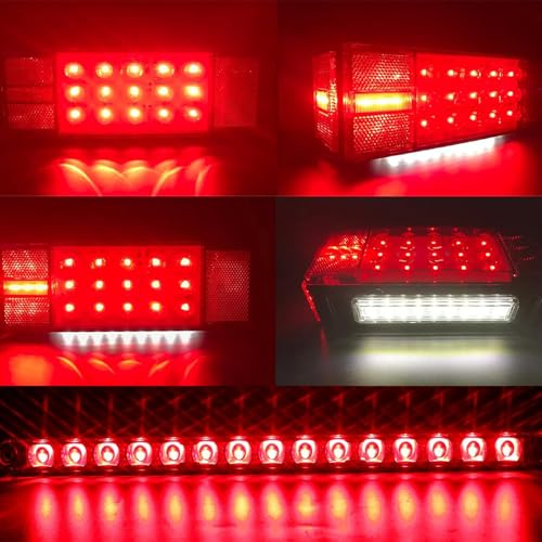 Image of LIMICAR Boat Trailer Light Kit with 15-LED Light Bar & 25FT Wiring Harness | Features Red and Amber LED Marker Lights for Enhanced Side Visibility and Safer Towing