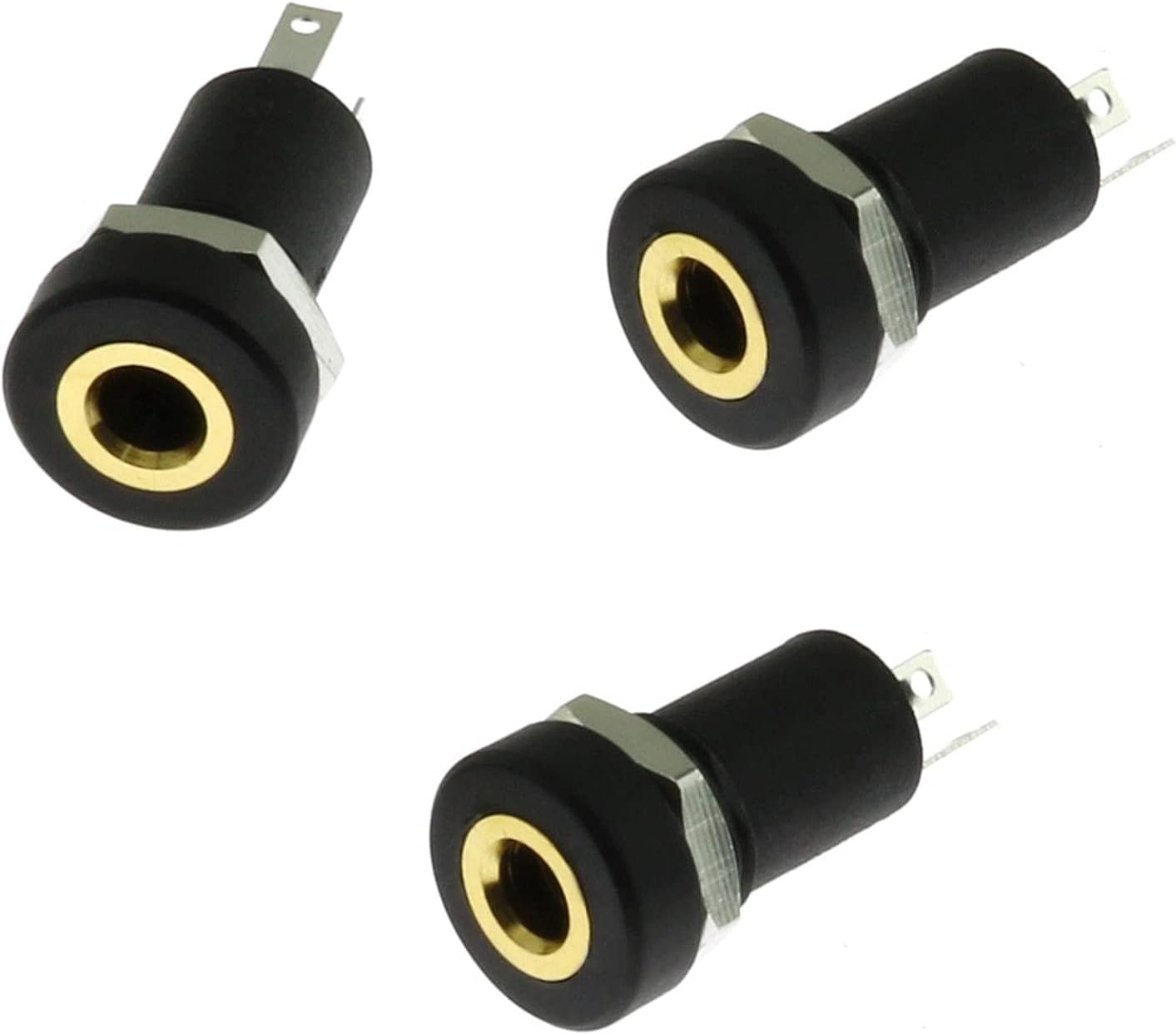 Longdex 3.5mm Stereo Panel Mount Jack 3PCS 3.5mm 1/8Inch Mini Female Stereo Panel Mount Solder Headphone Socket Connector