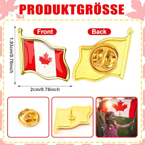 Image of 12 PCS Canada Flag Brooch for Hats Canadian Flag Lapel Pins Maple Leaves Flag Badges Patriotic Enamel Pins for Clothes Bags Backpack Decoration