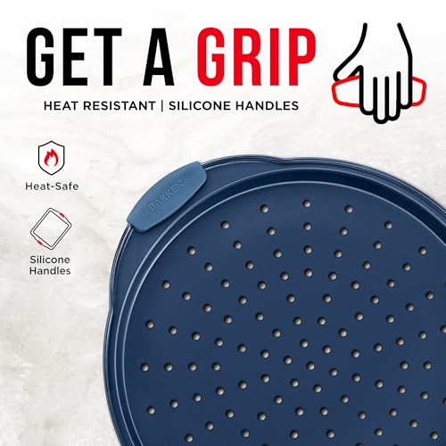 image for BAKKENMASTER Bakken Pizza Baking Pan - Round Perforated Carbon Steel P