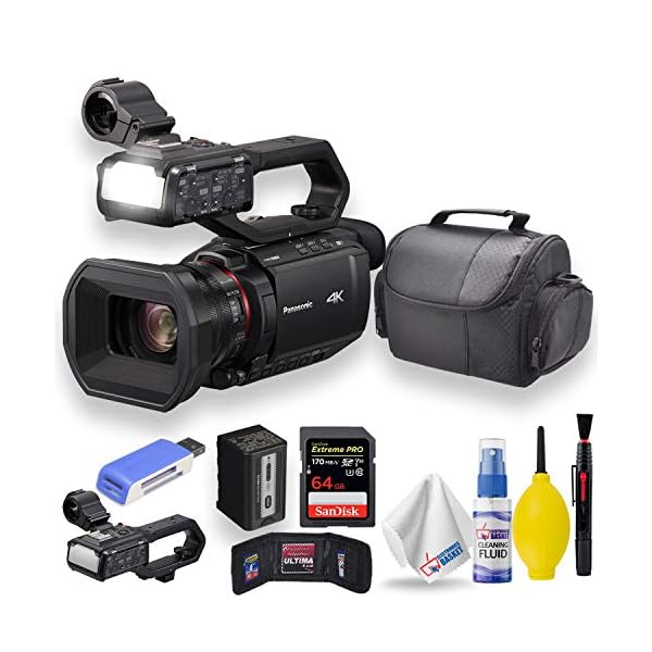 Panasonic HC-X2000 UHD 4K 3G-SDI/HDMI Pro Camcorder with 24x Zoom W/Soft Case + Sandisk Extreme Pro 64GB Card + Clean and Care Set + More – Starter Bundle