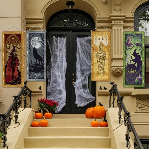 Image of Panelee 4 Pcs Halloween Gothic Banner Mythical Creature Banner Decorations