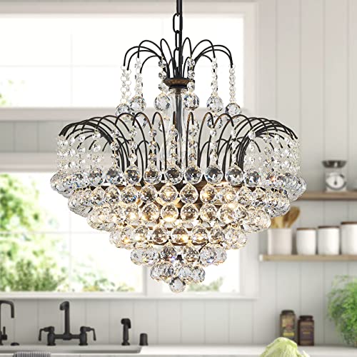 Lustre suspension cristal E14 doré moderne luminaire couloir