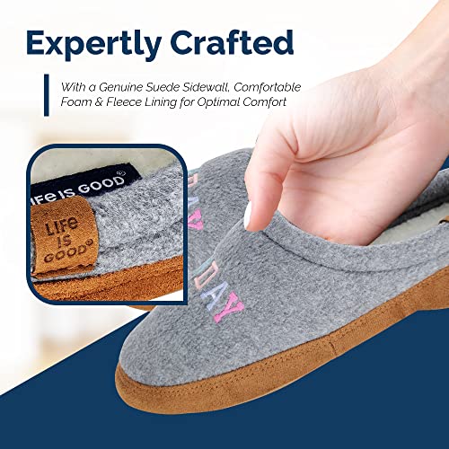 Life is Good Women's Moccasin Slippers, 303593W - Suede & Fleece Open Back Indoor/Outdoor Slip-Ons - Plush & Cozy Slides with Soft Foam & Rubber Soles Stylish & Comfy Available in Different Designs4