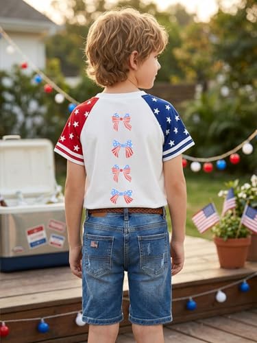 Image of AMWIPE Boys Girls USA Shirt Kids 250 Anniversary USA Shirts American Flag Tshirt 4th of July Outfits Cute Patriotic Top 6-14y