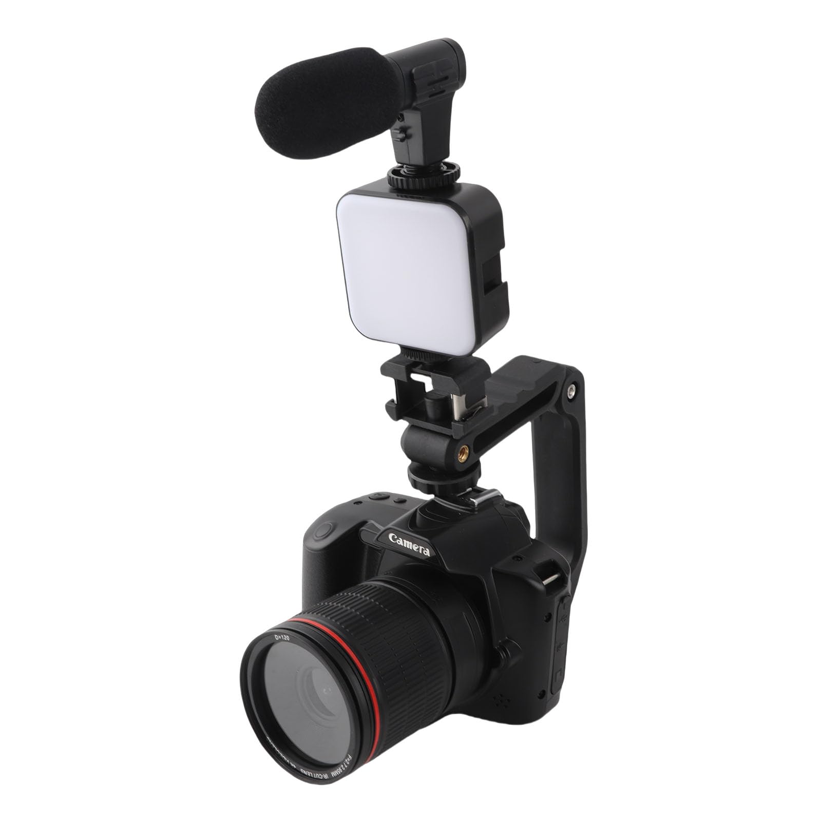 DSLR Camera, F=2.7 2.95mm 4K 64MP 16X Zoom Digital Camera Night Vision, 62mm Macro Lens 120° Wide Angle Video Camera with Fill Light & Microphone, Interconnection