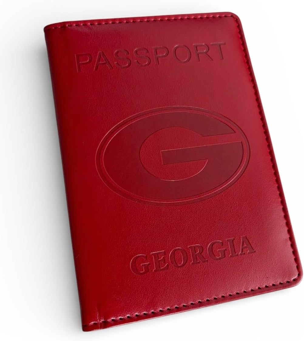 Georgia Red Bulldogs Passport Cover Holder Deluxe Vegan Leather StateUGA Fan Gift