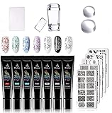 7 Colors Nail Stamping Polish Gel Nail Art Stamping Nail Polish Gel Kit 5PCS Stamping Plates,1...
