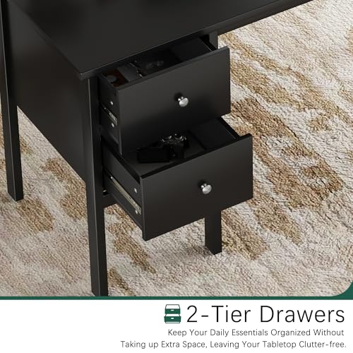 Image of BHG 43.3 inch Computer Desk with Drawers for Home Office,Black