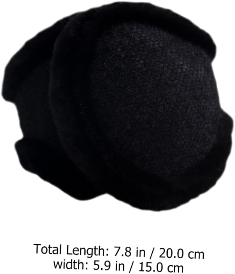 Winter Warm Plush Earmuffs for Men and Women, Foldable Windproof Ear Covers, Black Chenille Ear Warmers for Outdoor Cold Weather