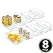 mDesign Small Plastic Kitchen Storage Container Bin with Handles - Organization in Pantry, Refrigerator or Freezer - Food Organizer for Fruit, Yogurt, Squeeze Pouches, Ligne Collection, 8 Pack, Clear