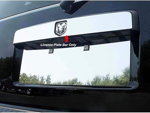 QAA La parte LB47940 es una barra de licencia de acero inoxidable de 1 pieza, borde de acento sobre la placa, con corte que es compatible con Dodge