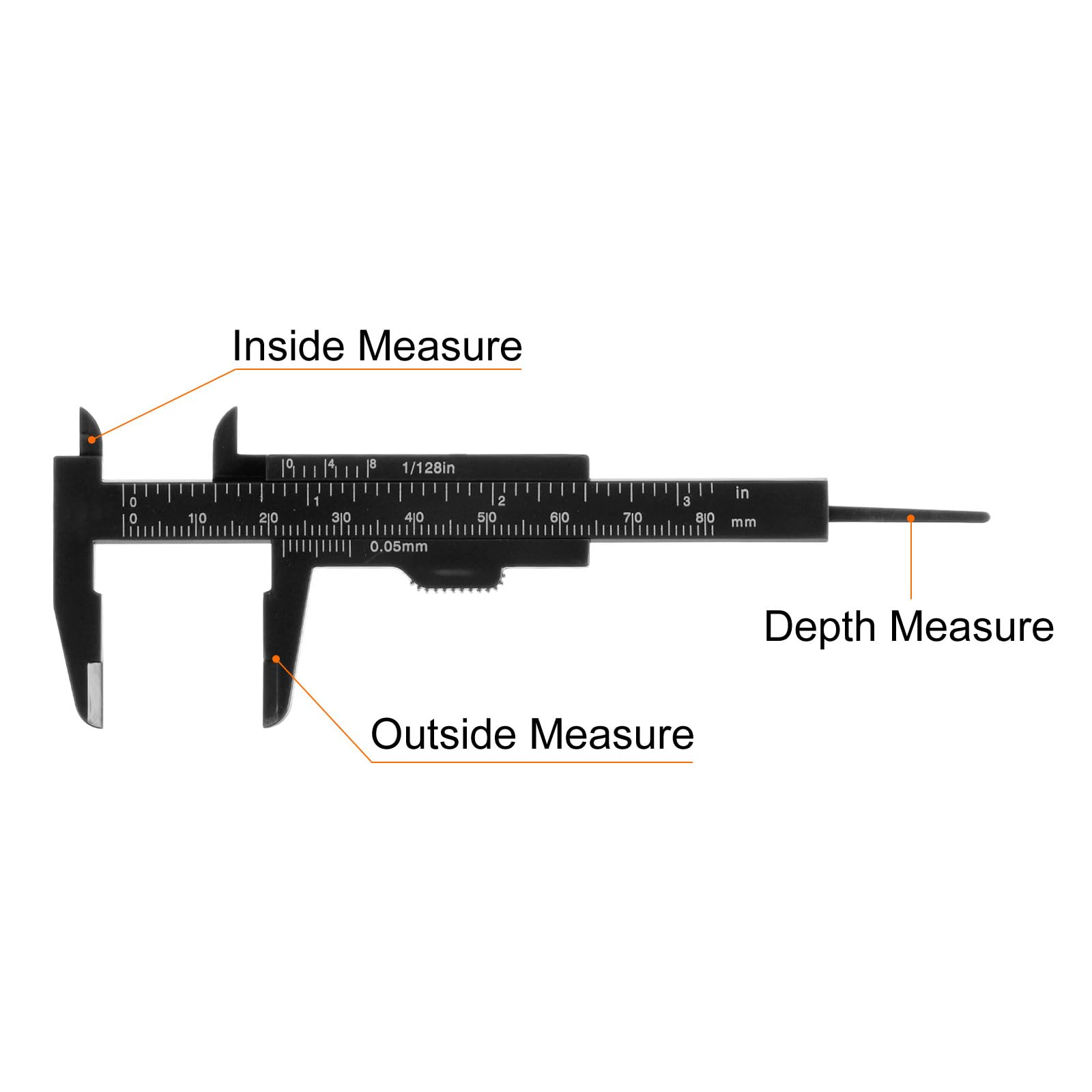 20 Mini calibradores Vernier de 80 mm/3 Pulgadas con Doble Escala métrica y en Pulgadas, Herramienta de medición Deslizante para medir Profundidades internas, Color Negro.