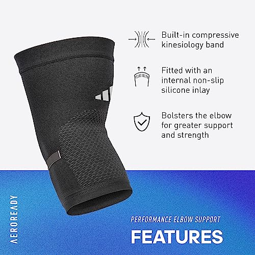 Image of Adidas Performance Climacool Elbow Support - X-Large, Grey Compression Sleeve for Elbow - Great for Tennis Elbow and Tendonitis - Anti-Slip and Breathable Elbow Support - Ideal for Everyday Use