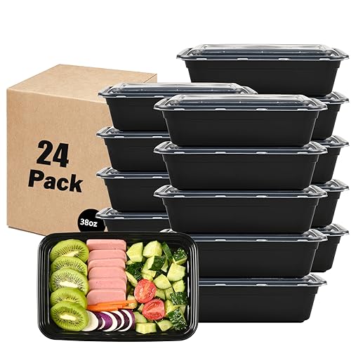 Image of LOKATSE HOME Meal Prep Containers 24 pack 1 Compartment with Lids, Food Storage Bento Stackable Reusable Lunch Boxes, BPA-Free Microwave /Dishwasher /Freezer Safe(38 oz)