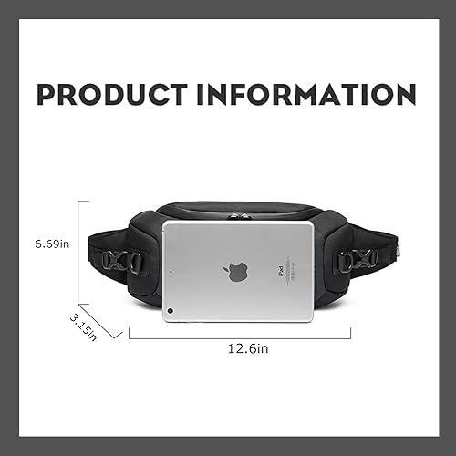 Miniatura 3 de OZUKO Riñonera para hombre, riñonera pequeña, bolsa cruzada para hombre, bolsa para cinturón para viajes, caminar, correr, senderismo, ciclismo,