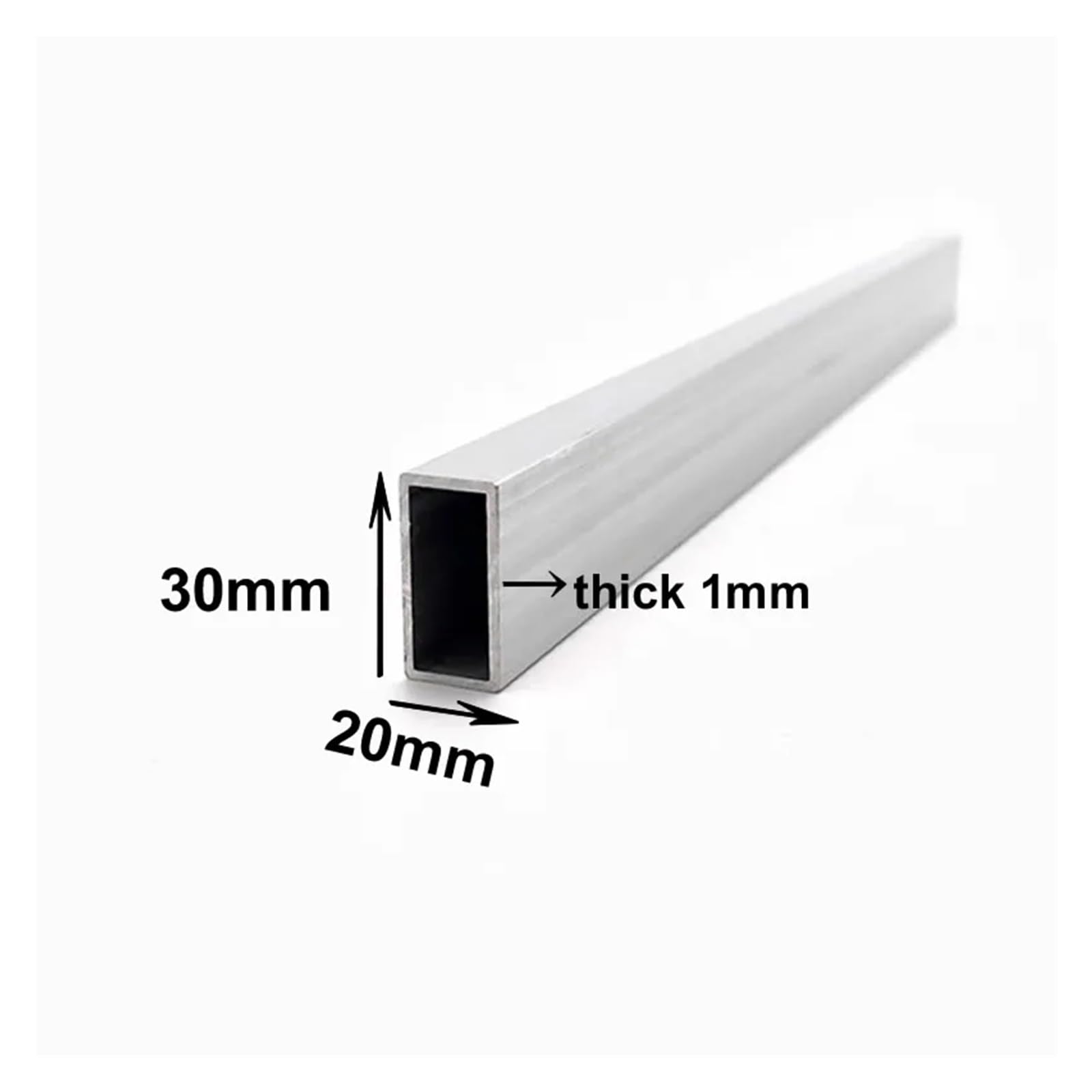 tubo cuadrado de aluminio, Perfil de tubo rectangular aluminio 20x30 mm espesor (1 mm/2 mm/3 mm), cuadrado 6063, perfil(20x30x3mm,500mm)