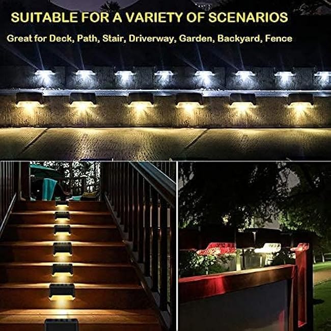 16 Pack Solar Deck Lights, The LED Lights for Outdoor, Waterproof Solar LED Lights for Deck, Step, Railing, Wall, Patio, Garden, Stair, Yard and Driveway Path (Warm White)