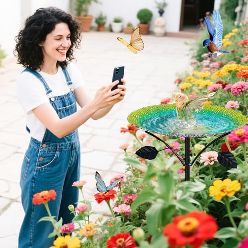 Forbabe Vogeltränke Stehend Groß 24.5*83cm Vogelbad Garten Stehend, Metall Wassertränke für Vögel