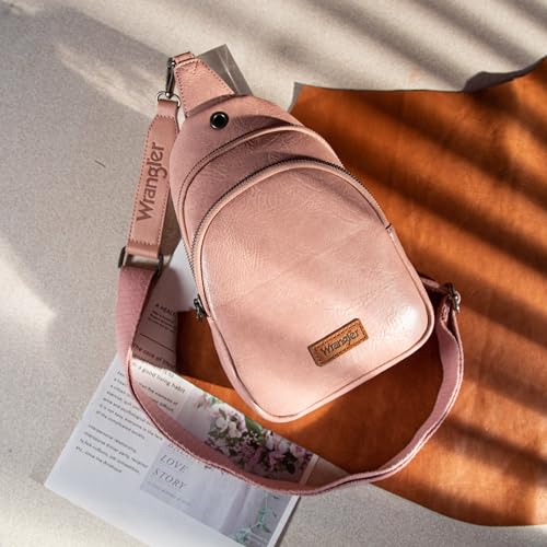 Image of Wrangler Small Sling Bag for Women, Leather Crossbody Bags Cross Body Purse Fanny Packs with Adjustable Strap for Gift