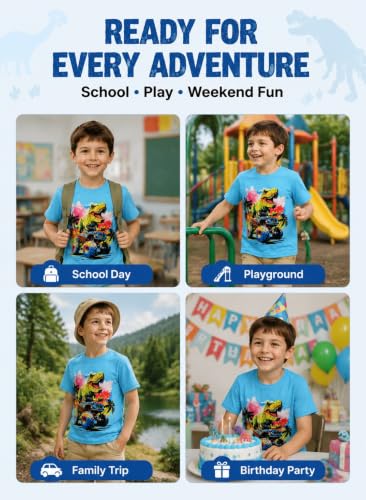 Funnycokid Toddler Boys Shirts Kids Tshirt Truck Dinosaur Tees 4T 5T - image 6