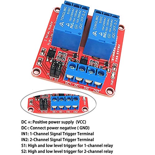 Youngneer 5v Relay Module 2 Channel for ARM/PIC/AVR/MCU Opto-Isolated Relay Board High or Low Level Trigger