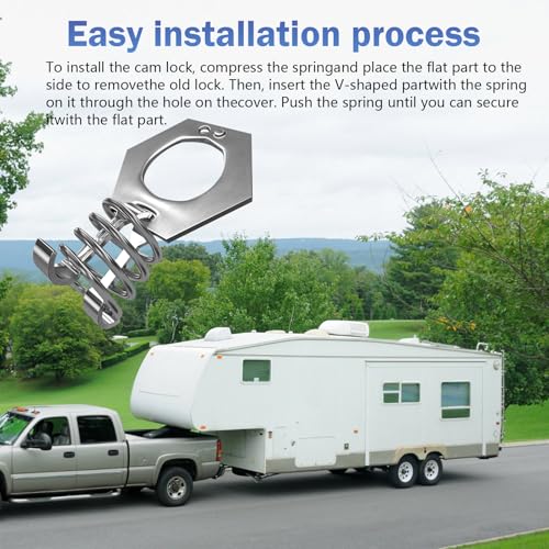 Image of Downhill 2 PCS Water Heater Cam Lock, RV Door Latch Assembly, Heater Valve Bracket Replacement, Universal Stainless Steel Heater Fastener for Motor Home Caravan (Silver)