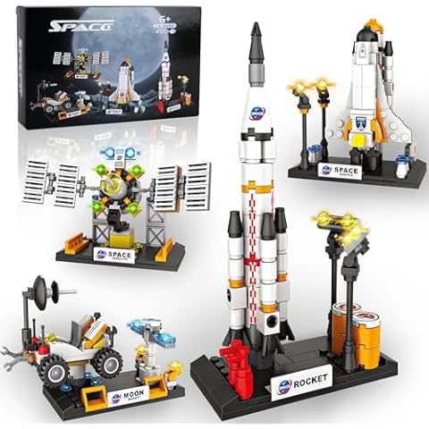Space Exploration Shuttle Toys for Boys, STEM Aerospace Building Kit Toy with Rocket, Space Shuttle, Moon Buggy and Satellite, Best Gifts for 6, 7, 8, 9, 10+ Year Old Boys (415 PCS) Cover