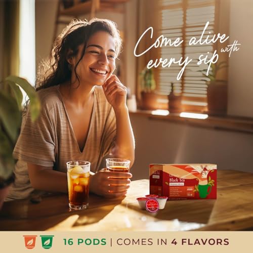 Image of Black Tea Pod Gift Set (16 Count) - 4 Flavors Assorted Variety Pack | Assam, Classic Black, Ceylon, Earl Grey - Caffeinated Tea Sampler, Get Well Gifts for Energy, Enjoy Hot or Iced, Non-GMO