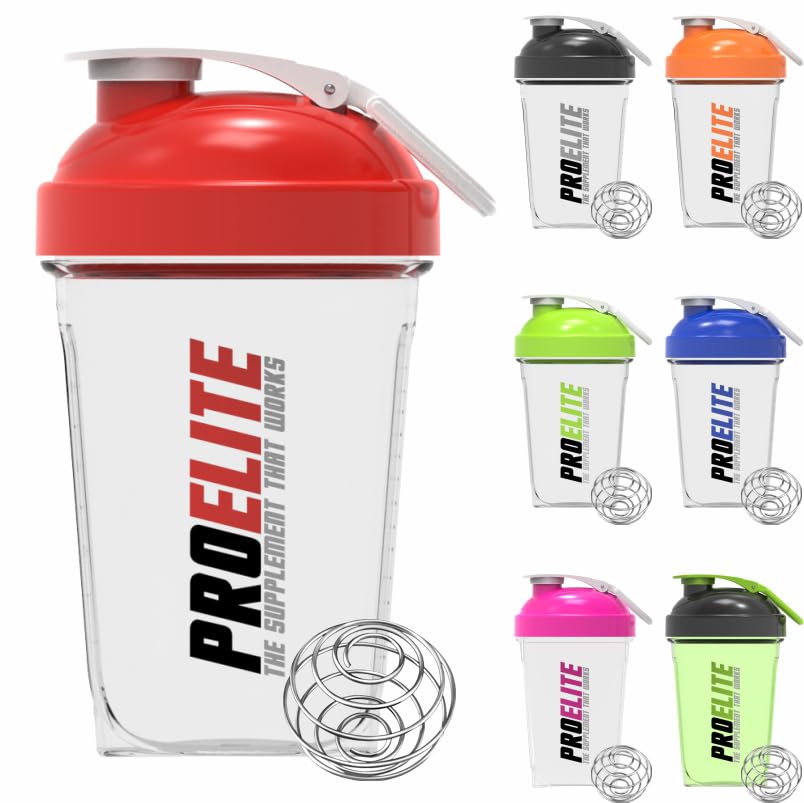 PROELITE 700ml Protein Shaker Bottle With Transparent Shaker Bottle With Stainless Steel Mixing Ball, BPA- And Leakproof Flip On Lid, Odourless, Temperature Safe (Green Cup/Black Lid, 700ml