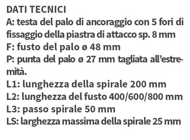 Akifix Geovite - LV015TP080Z - VITE A TESTA PICCOLA ø 140 PER ACCESSORI CON PIATTO PICCOLO - VITE TESTA PICCOLA 80 CM ZINCATA ancoraggio per terreni limosi